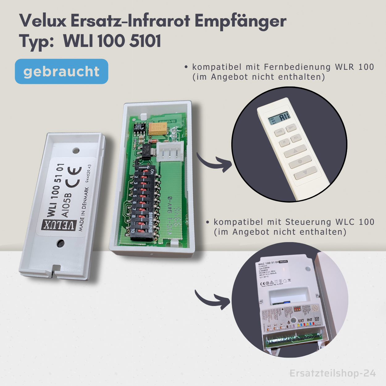 Velux Infrarot Empfänger WLI 100 5101 - gebraucht, Dachfenster Empfangsteil Ersatzteil