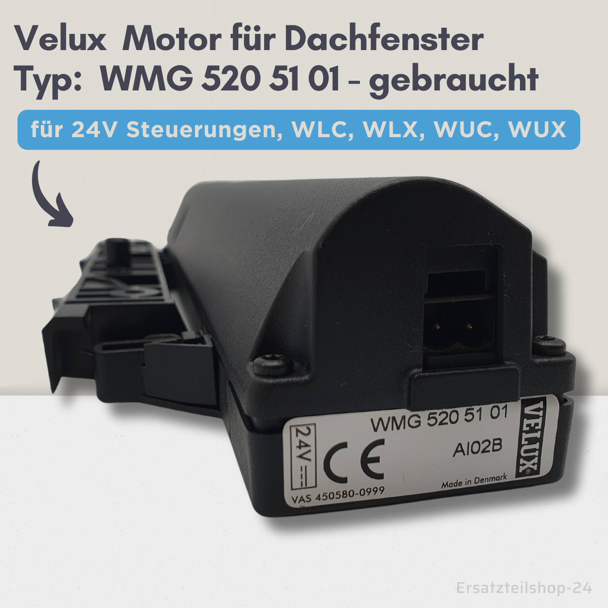 VELUX Motor, WMG 520 51 01, für Dachfenster, gebraucht #588