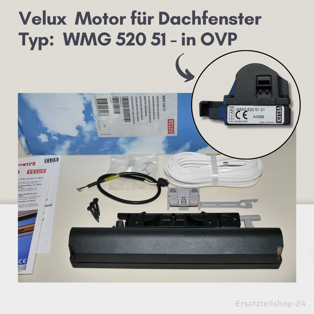 VELUX Motor, WMG 520 51 01, für Dachfenster, in OVP #549