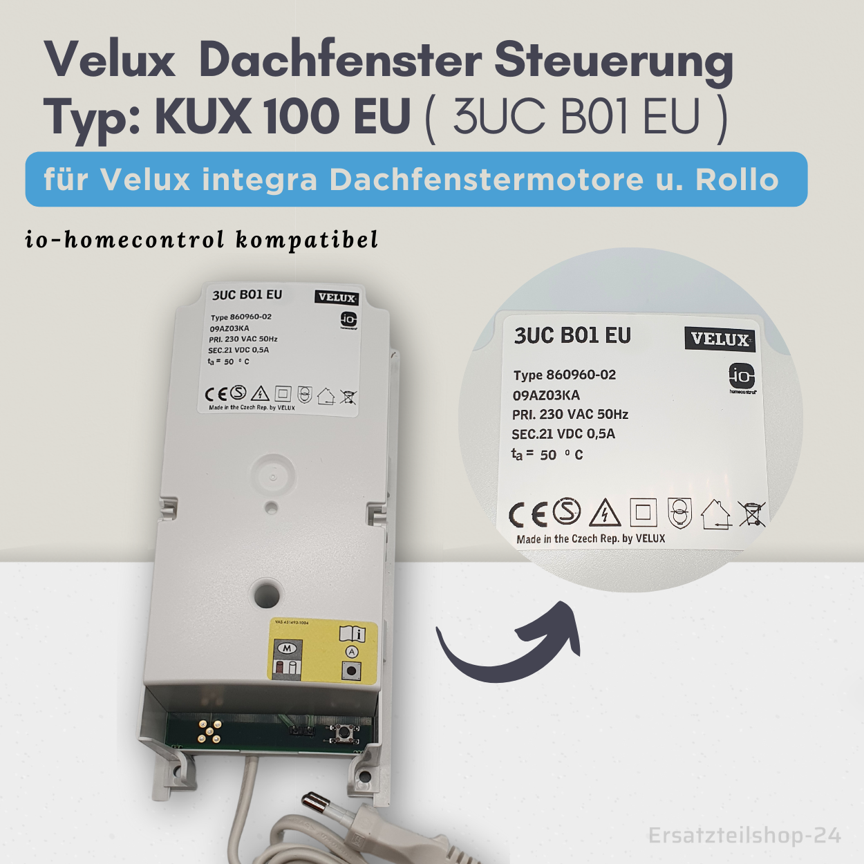 Velux Steuerung KUX 100 EU, Typ 3UC B01 EU, io kompatibel, in OVP #543