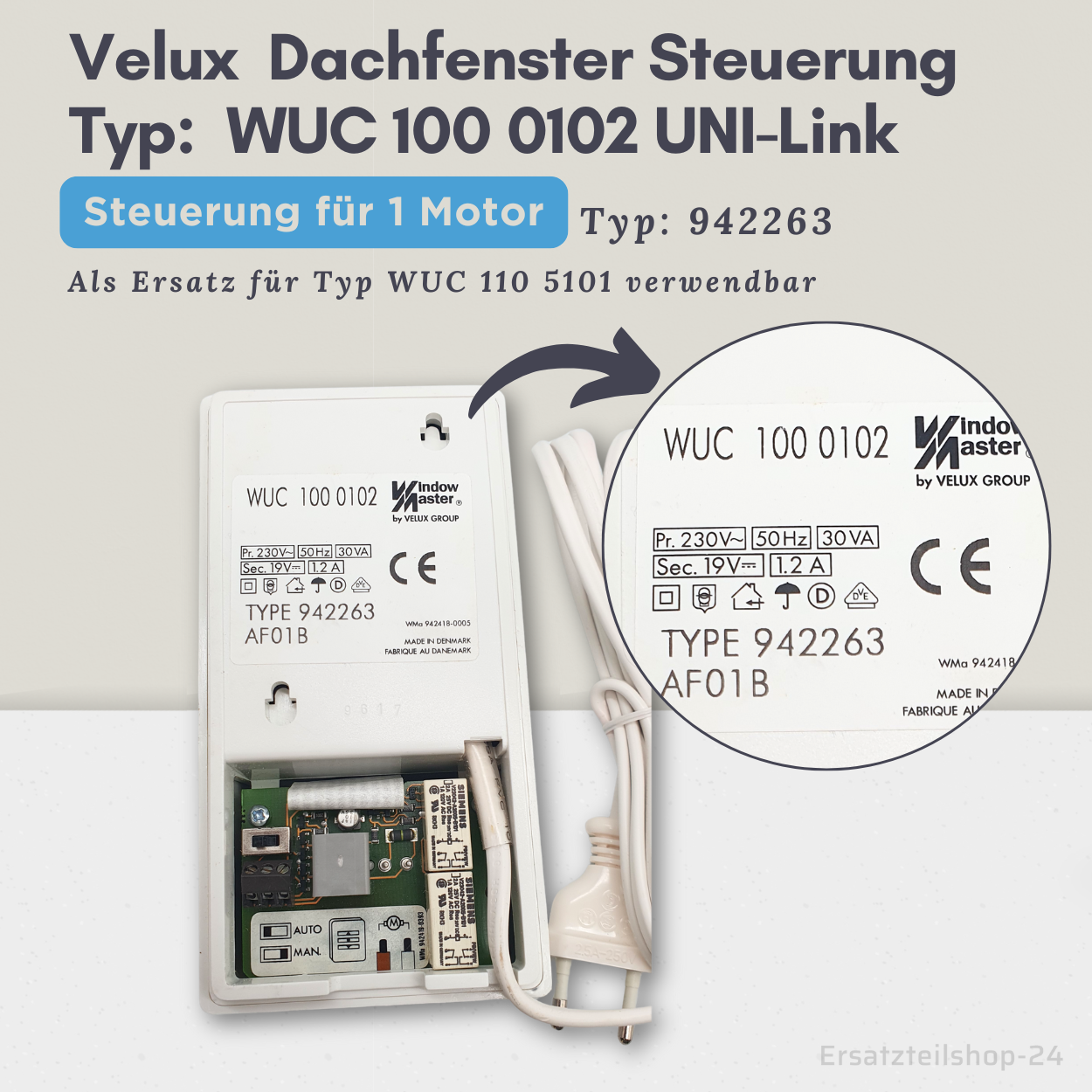 Velux Steuerung WUC 100 0102, Typ 942263 für 1 Motor, in OVP #553