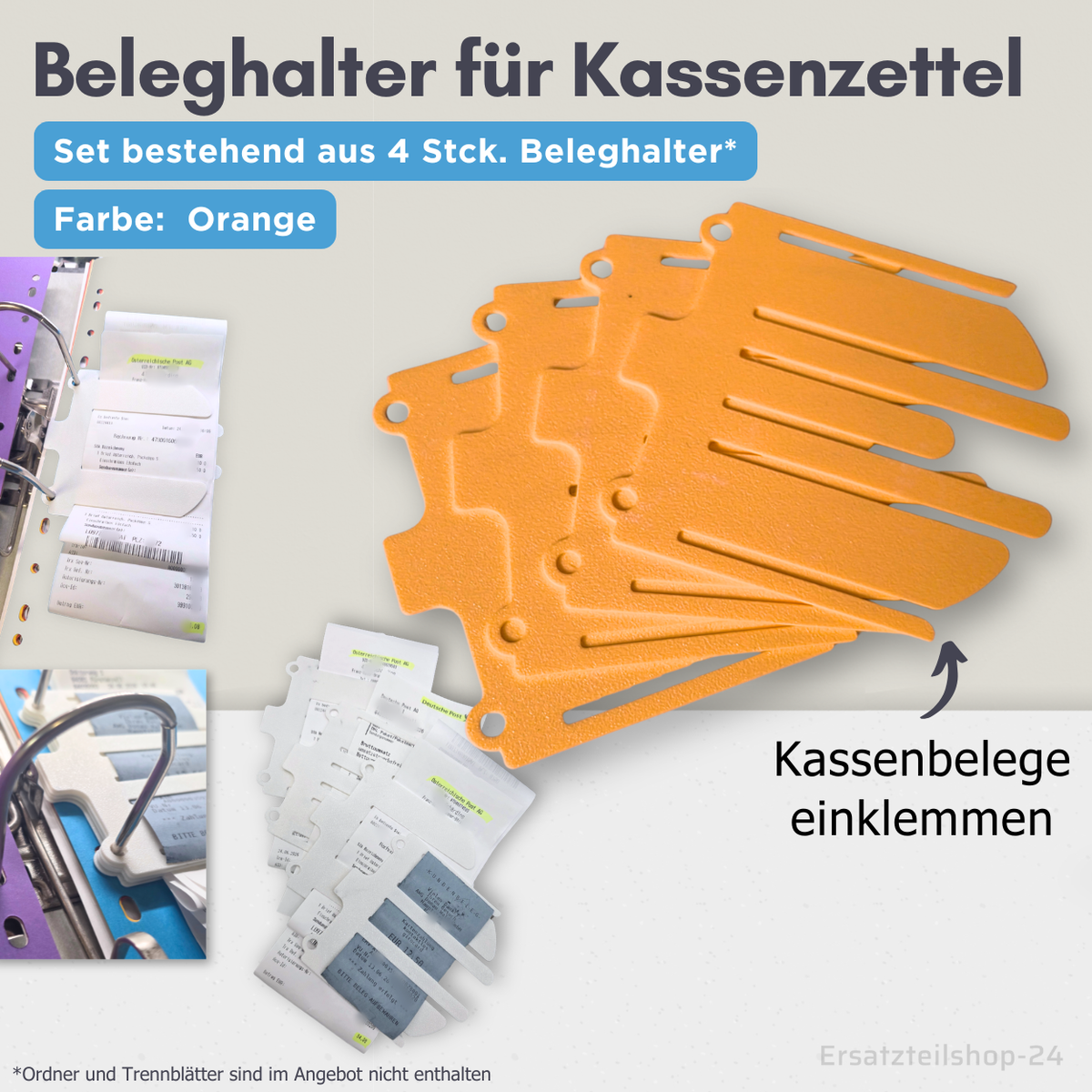 Beleghalter zum Kassenzettel klemmen, Kassenbelege einheften ohne Locher, Tacker