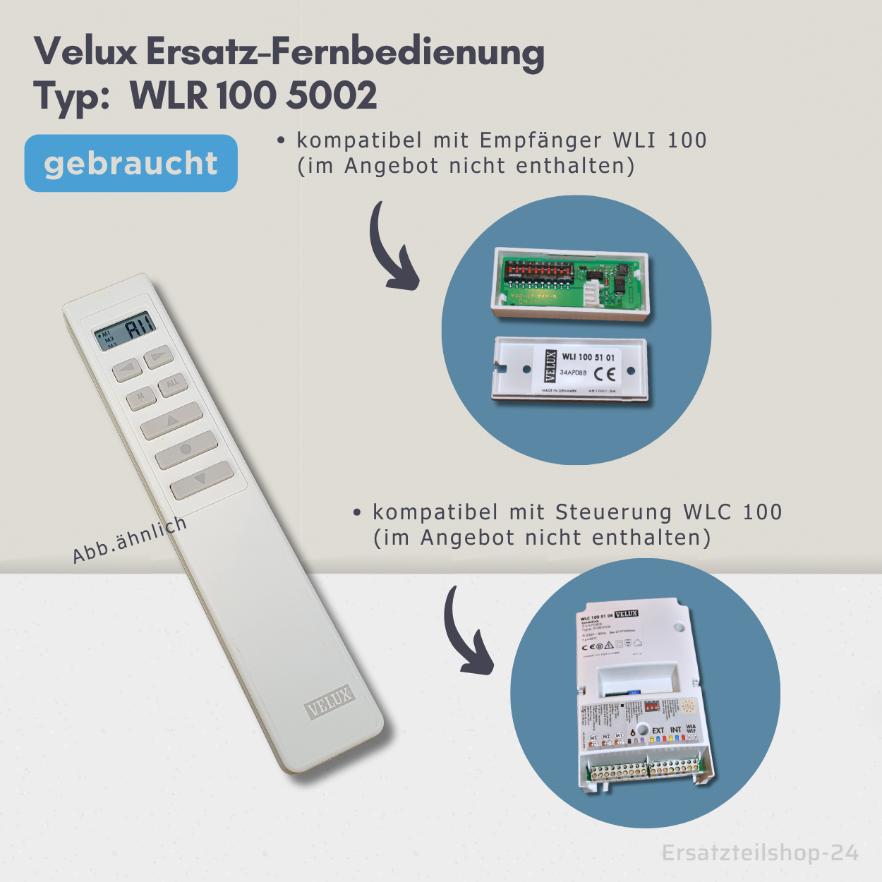 Velux Ersatz-Fernbedienung WLR 100 5002, für Dachfenster, gebraucht #539