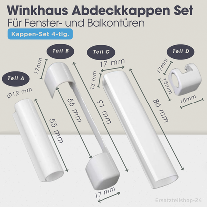 Winkhaus Abdeckkappen Set 4-tlg. für Fenster Scherenlager / Ecklager, Weiß, NEU