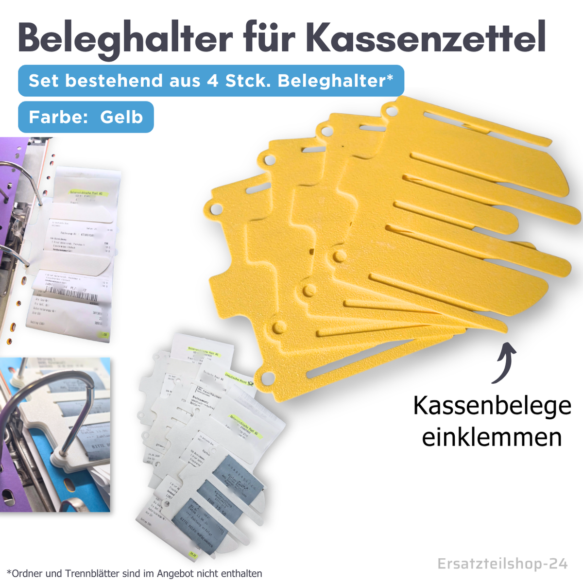 Beleghalter zum Kassenzettel klemmen, Kassenbelege einheften ohne Locher, Tacker
