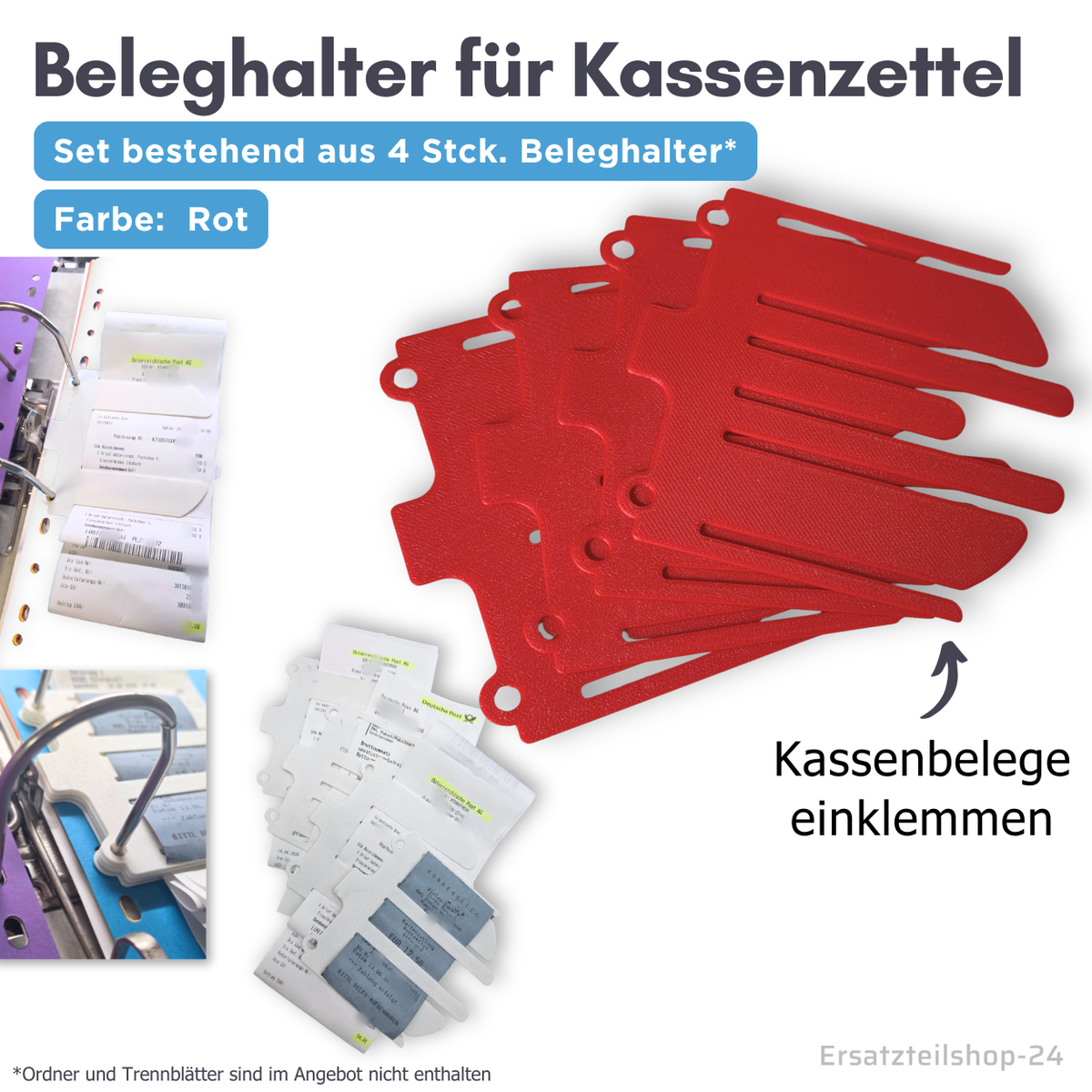 Beleghalter zum Kassenzettel klemmen, Kassenbelege einheften ohne Locher, Tacker