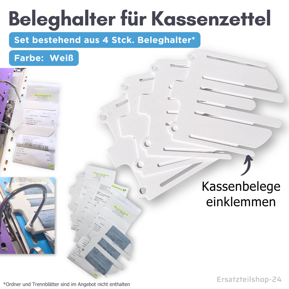 Beleghalter zum Kassenzettel klemmen, Kassenbelege einheften ohne Locher, Tacker
